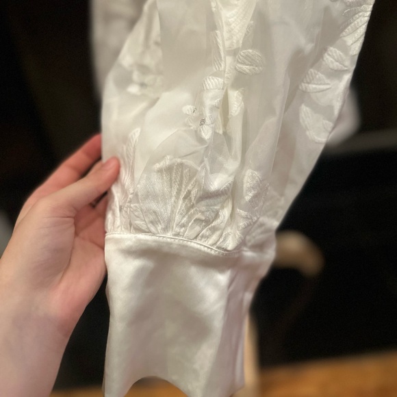 Dream By Sister Jane White Sheer Floral Blouse with Bell Sleeves - Picture 8 of 14